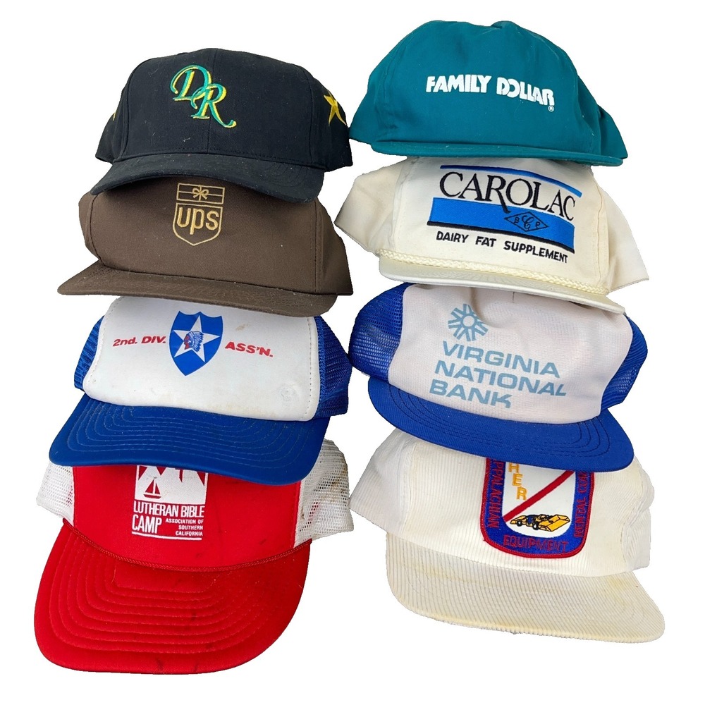 Vintage Trucker Hat Lot‎ Snapback Cap 80s 90s Y2K Patch USA Advertising Rope JB1